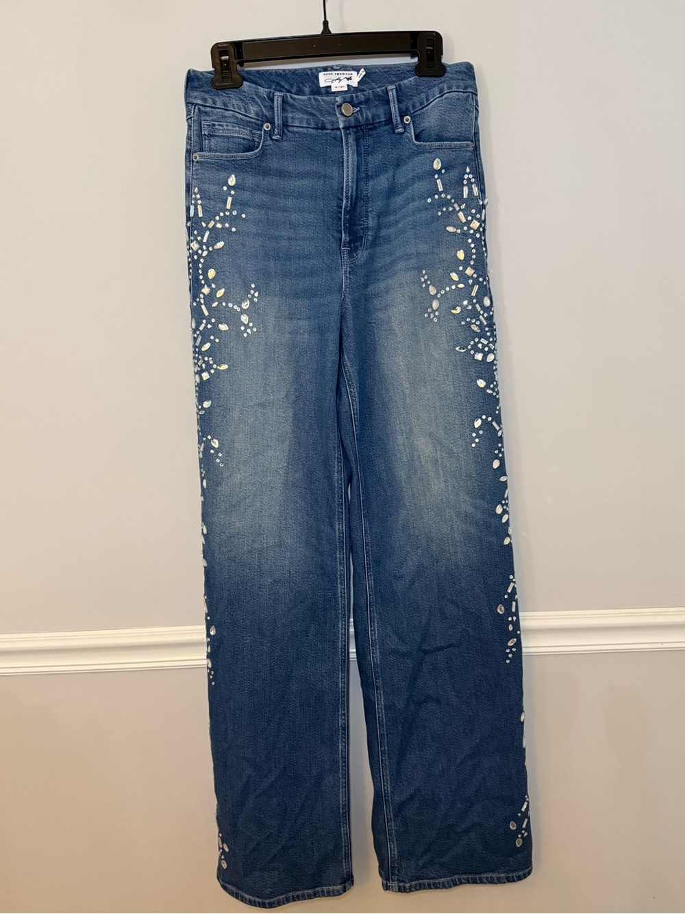 Good American Dolly Joleans Crystal Wide Leg Jeans. 4/27 FLAWS read description - Picture 4 of 13